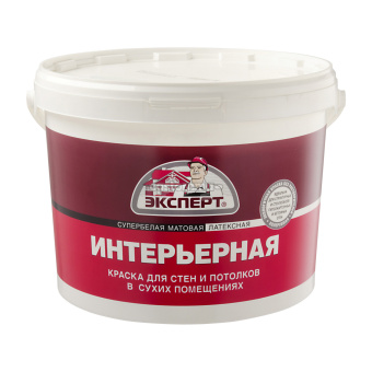 Краска Супербелая интерьерная латексная (14кг) Эксперт